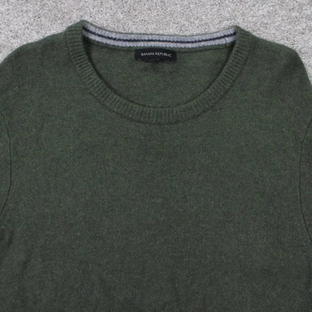 Banana‎ Republic Sweater Mens XL Green Merino Extra Fine Wool Blend L/S Pullover